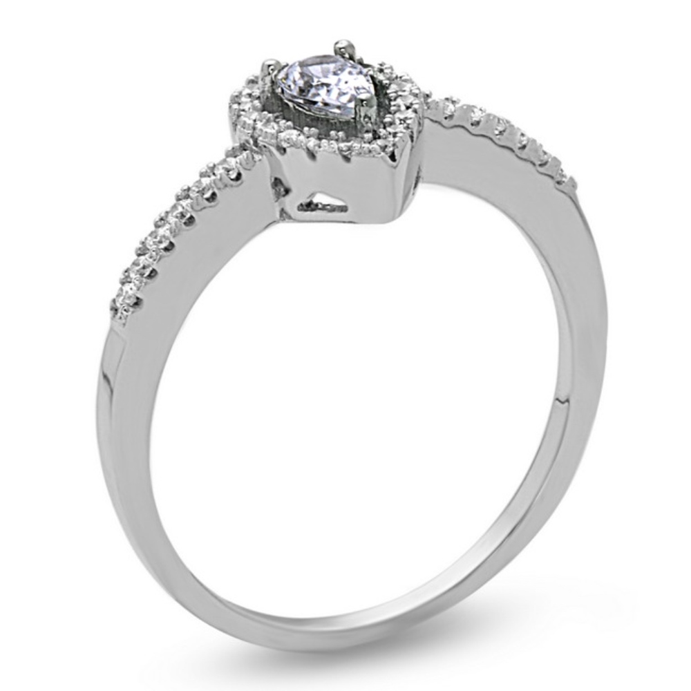 925 Silver Pear Shape Solitaire Engagement Ring